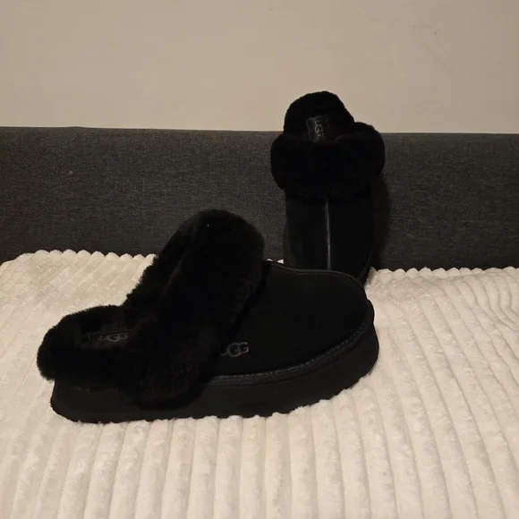 UGG Disquette Slippers Black Size 7 - Picture 6 of 11